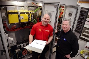 Left to right: Ridley Bros co-director Andrew Ridley and BEL Valves electrical supervisor Dave Holland. Ridley Bros & BEL Valves
