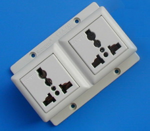 A typical Chinese made universal socket - as well as being unsafe, they are illegal in the UK.