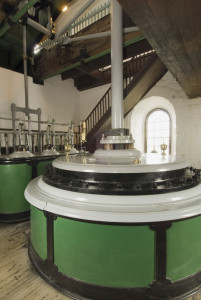 The workings of the beam engines at East Pool Mine at Pool, near Redruth, Cornwall. The beam engines were used to pump water for the mines or to wind men and ore up and down. The engines were steam-powered.