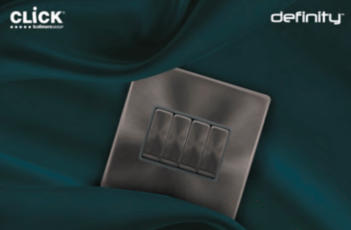 Click Scolmore adds 4-gang single plate switch to Definity range