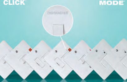 Click Scolmore’s laser-etched Mode 20A DP Switches and FCUs available from stock