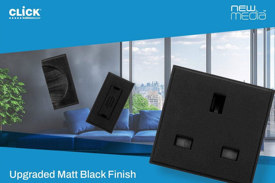 Matt Black finish for Click Scolmore’s New Media range