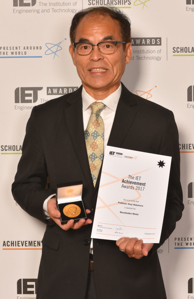 Prof. Nakamura with medal Inventor of blue LED lights wins at IET Achievement Awards