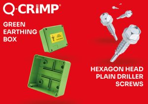 Unicrimp Green Earthing Box and Hexagon Head Plain Driller Screw PR Unicrimp expands Q-Crimp accessories range