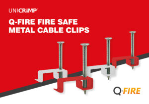 Unicrimp Q Fire cable clips Feb 23 Unicrimp introduces red and white fire-safe metal cable clips