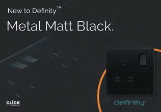 Matt Black Metal cover plates for Click Definity range