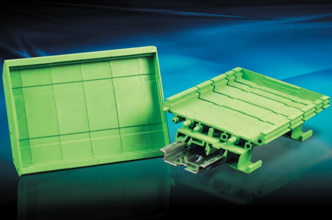 New Hylec DIME clip-together DIN rail support system for PCBs